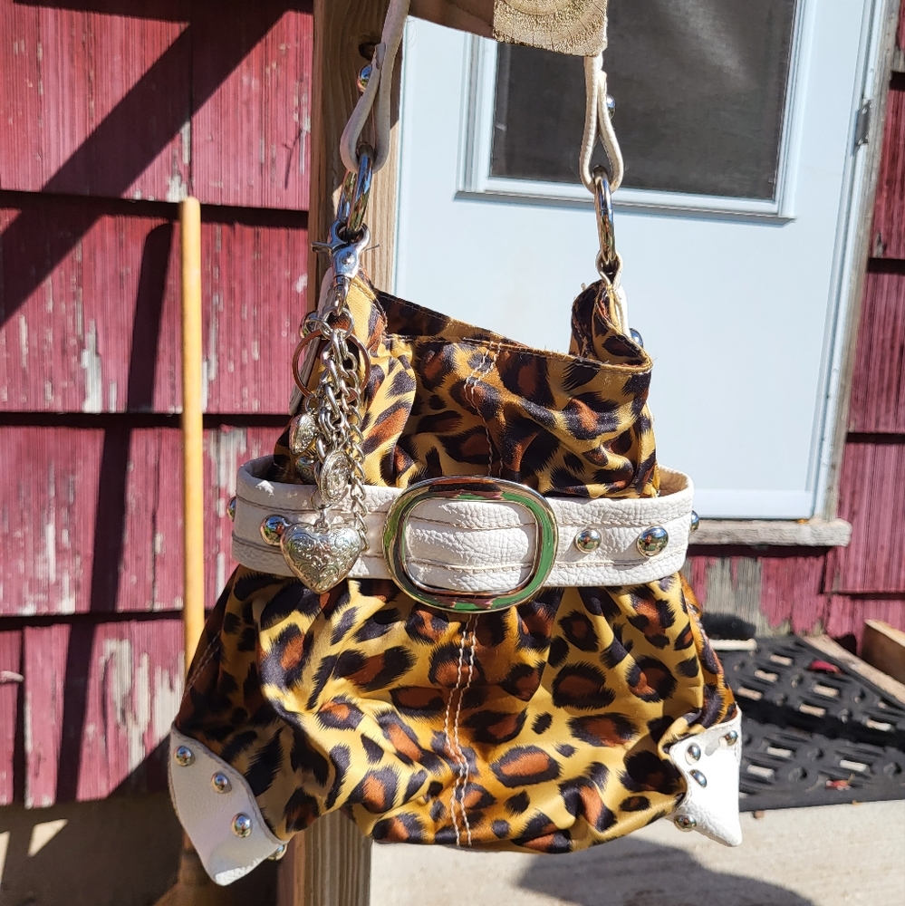 Kathy Van Zealand Leapard Handbag with Keychain
